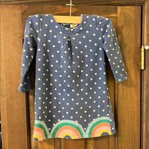 Baby Boden Blue Polka Dot and Rainbow Dress, size 3-4